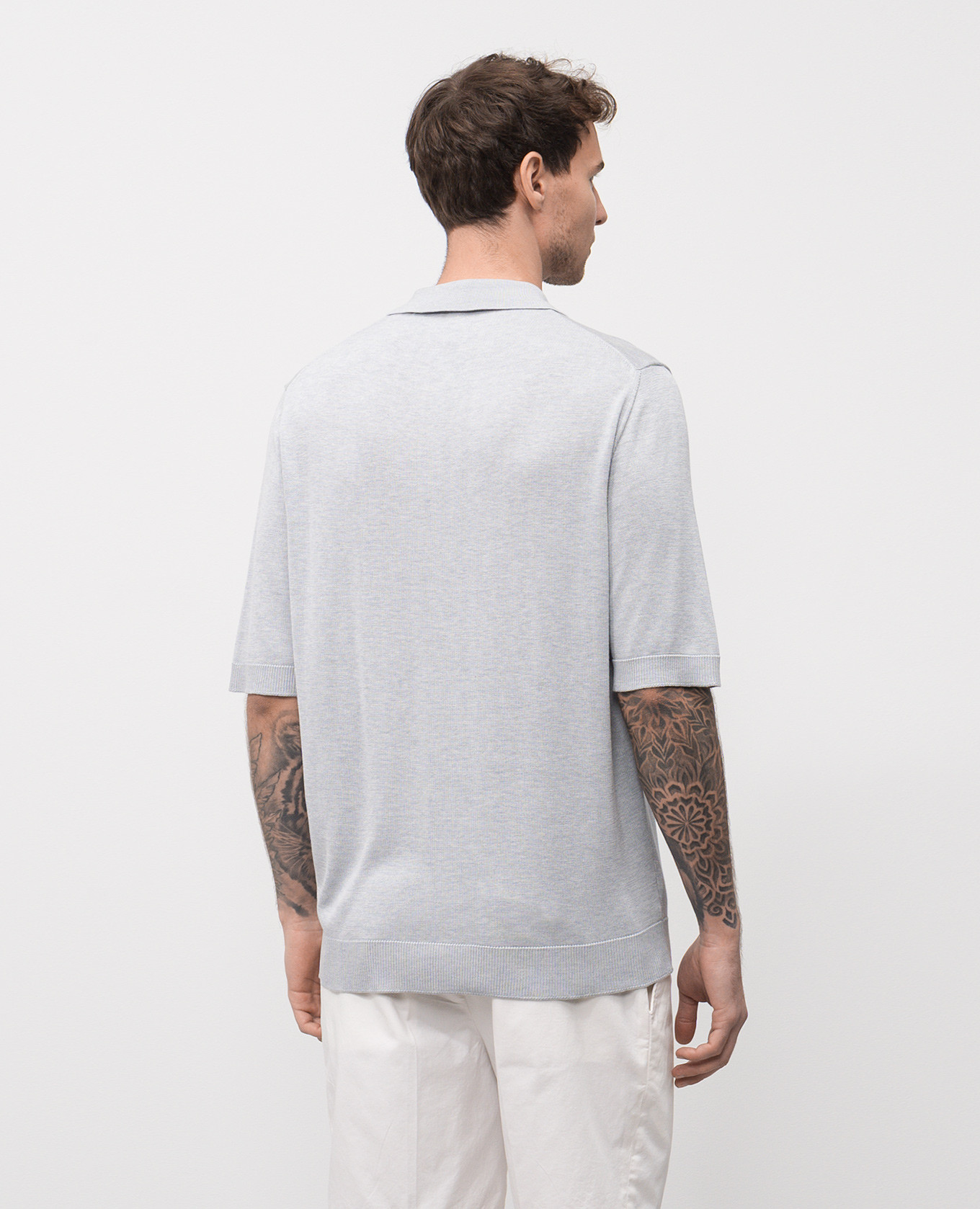 Gray silk polo shirt ISAIA 4