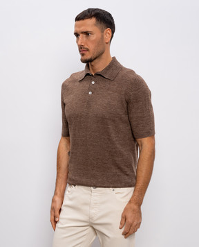 Brunello Cucinelli Brown polo with linen M2L00315