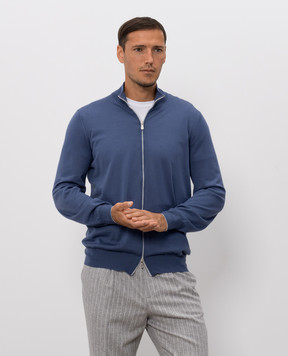 Brunello Cucinelli Blue wool and cashmere cardigan M2400106