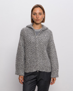 Peserico Gray alpaca wool cardigan A99848F0309243