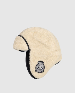 Dolce&Gabbana Children's beige earflap hat with monogram patch LB5H83FUP7V