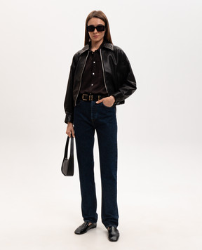 Babe Pay Pls Black leather jacket with braiding 2627ЗМ