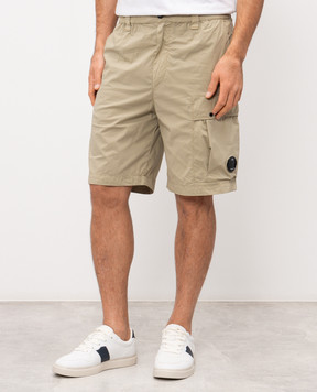 C.P. Company Beige shorts with logo patch MBE254A006439G
