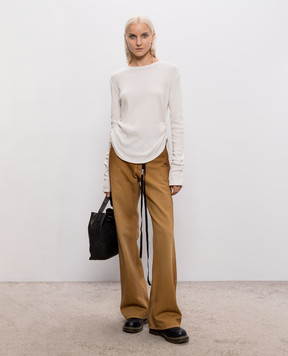 Ann Demeulemeester Ivory ribbed long-sleeve top B0014242FA659