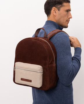 Brunello Cucinelli Children's brown suede backpack BSFNTB135