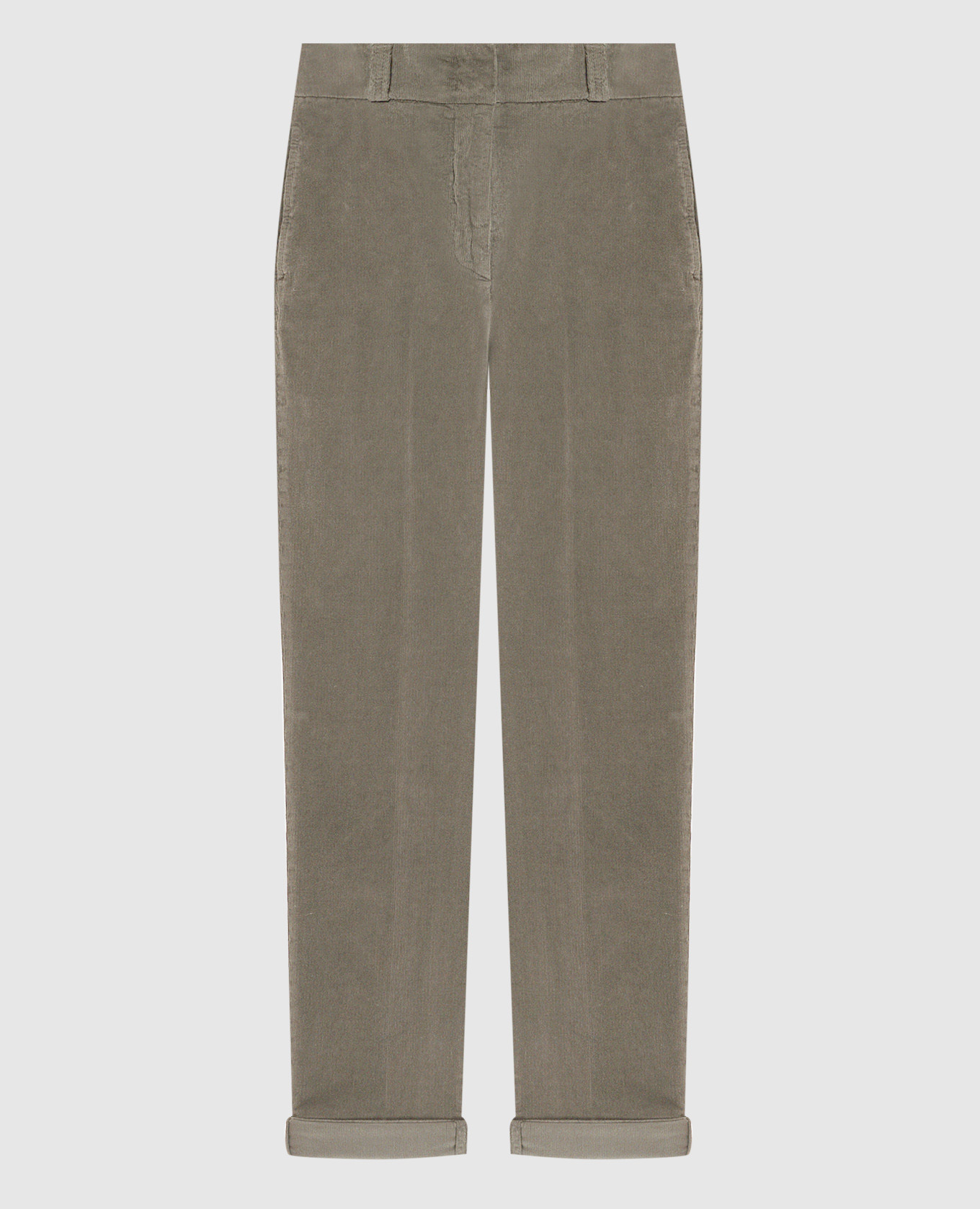 Green corduroy pants with lapels