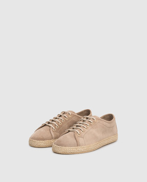 Brunello Cucinelli Brown suede sneakers with emblem MZULNGI650