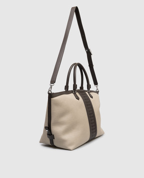 Serapian Beige travel bag with logo print SRCANMTR707545CBJ9