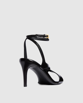 Khaite Liria black glossy leather sandals F3100943