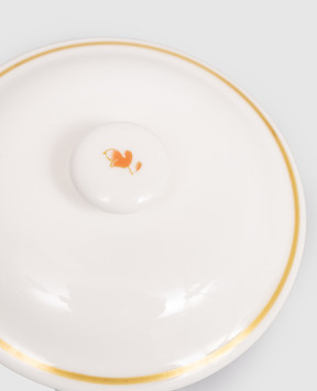 Geminiano Cozzi 1765 White porcelain lid for the Striche Arancio e Oro sugar bowl LGCMI67109053