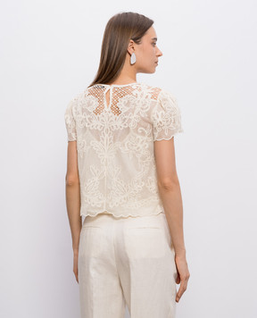 Twinset Beige top with embroidery 261TP2581