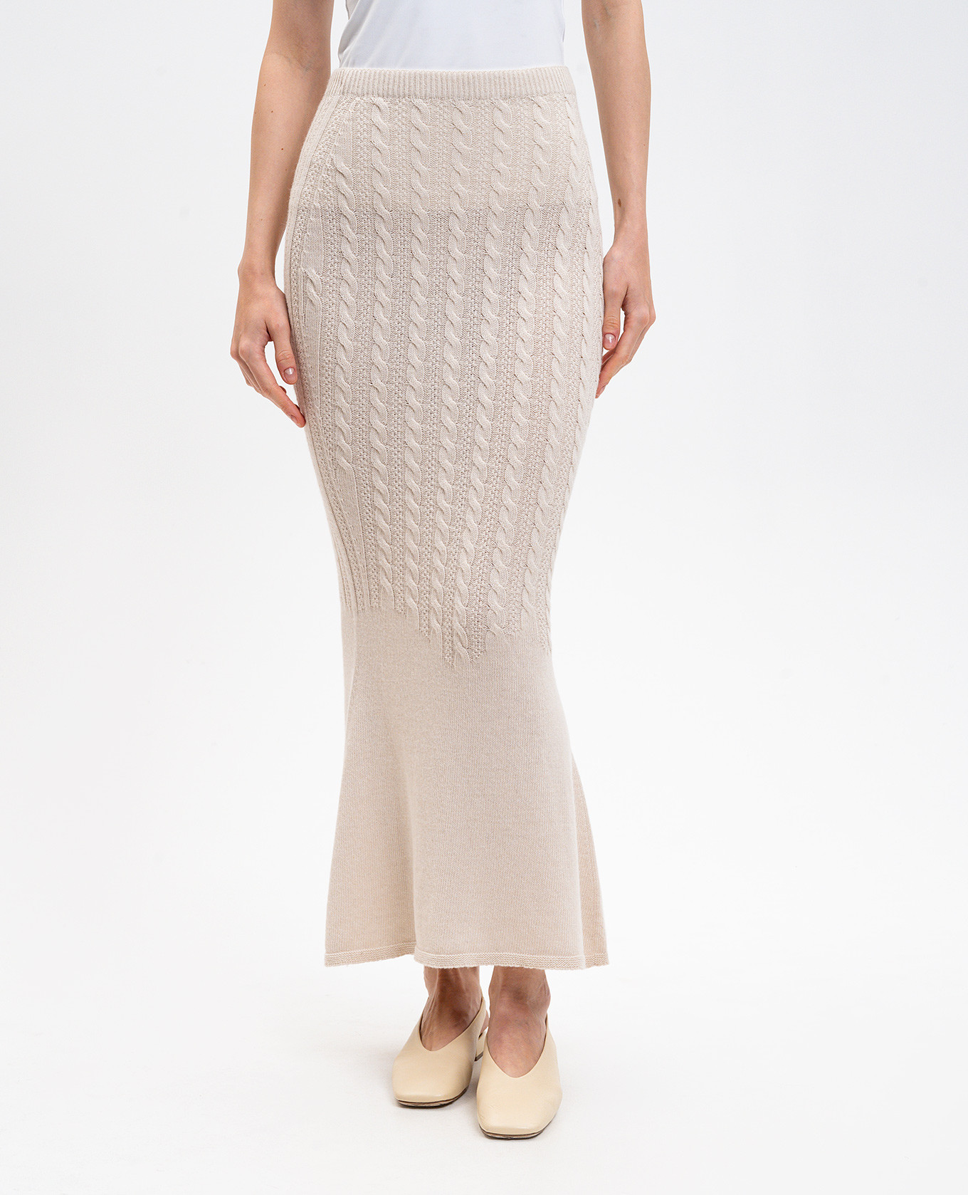 Beige wool patterned maxi skirt Twinset 3