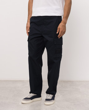 Stone Island Blue cargo pants with patch L2S153100021S0F01
