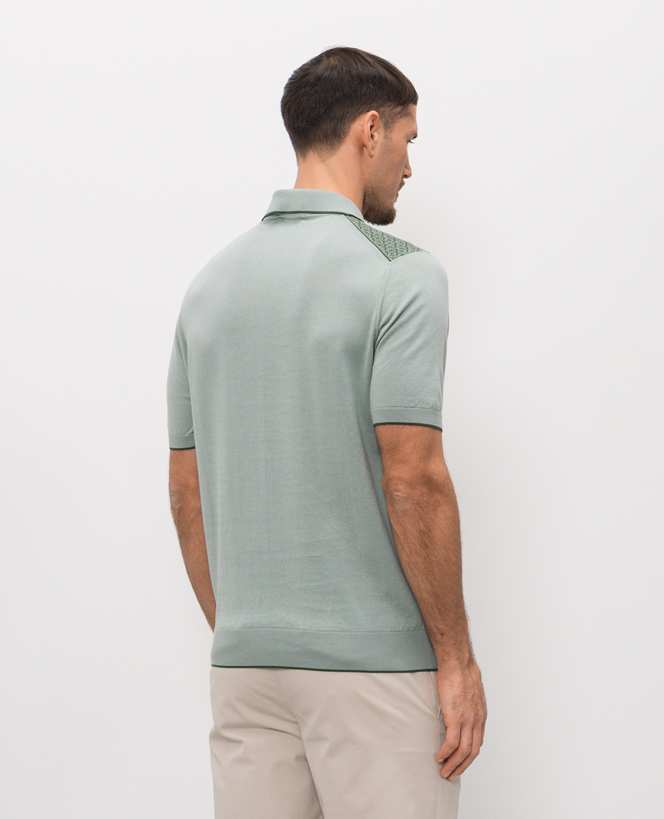 

Green silk polo with zipper Stefano Ricci