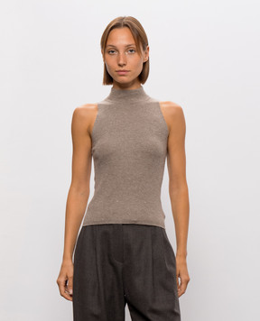 Brunello Cucinelli Beige cashmere top with lurex M9A822204