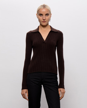 AMIRI Brown ribbed wool and cashmere pullover AW426KN016