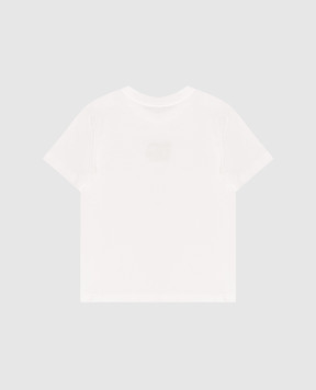 Dolce&Gabbana Children's white T-shirt with embroidered monogram L5JTQUG7P0K46