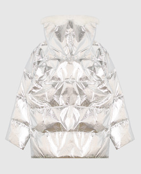 Yves Salomon Enfant Children's silver down jacket with rabbit fur 27WEM009XXDOXW