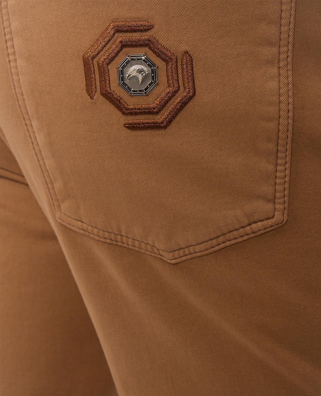 Brown pants with textured emblem Stefano Ricci 5