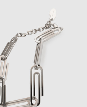 Off-White Silver Paperclip Bracelet OMOA110S26MET001