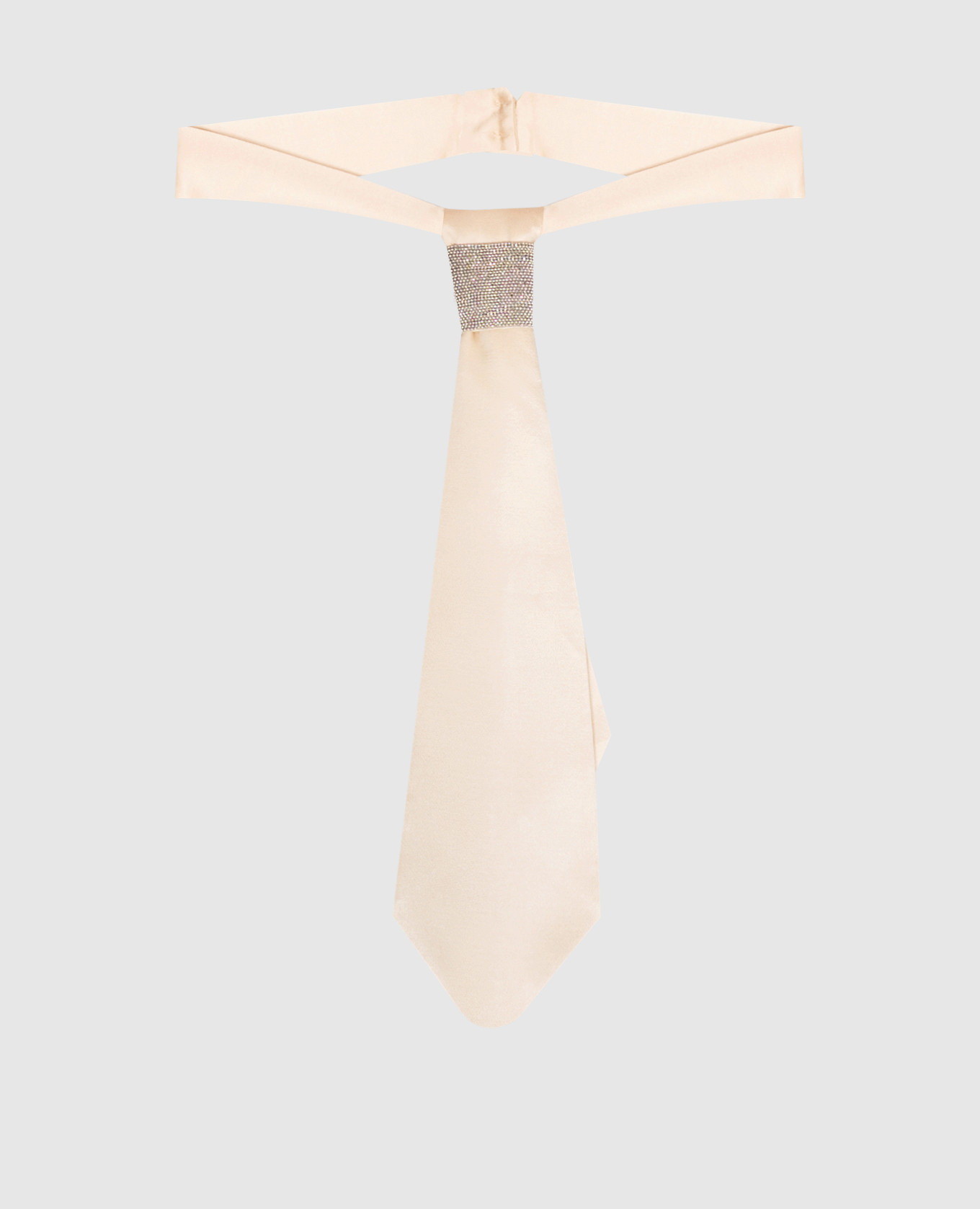 Beige tie with monil chain