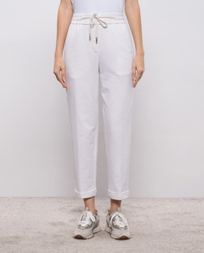 Peserico White melange track pants with lapels P04858J0R102347
