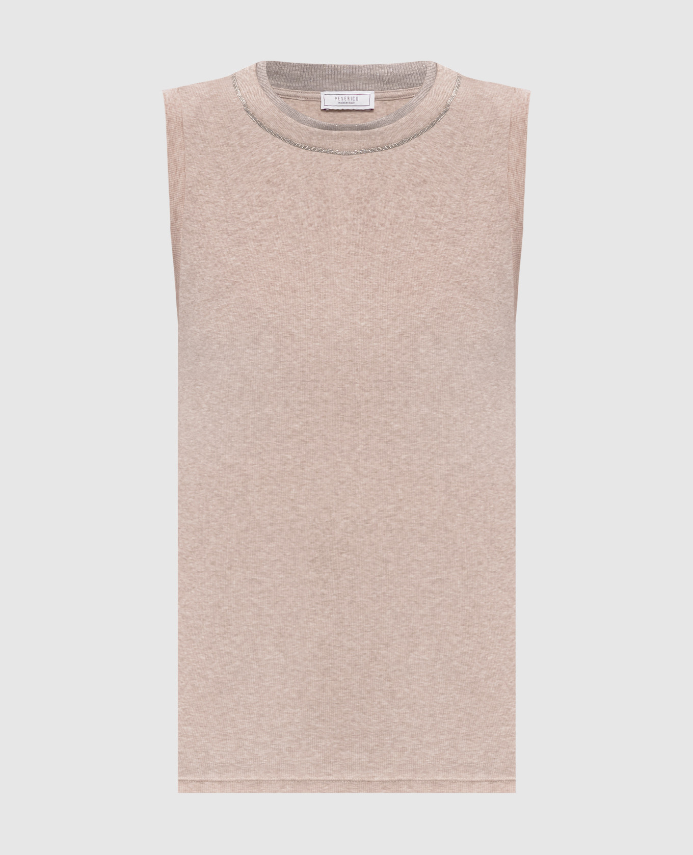 

Beige melange top with monil chain and lurex Peserico