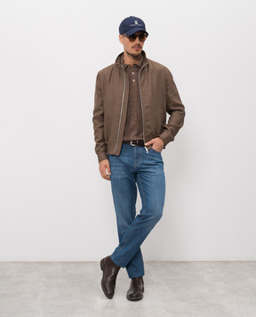 Brunello Cucinelli Brown polo with linen M2L707815