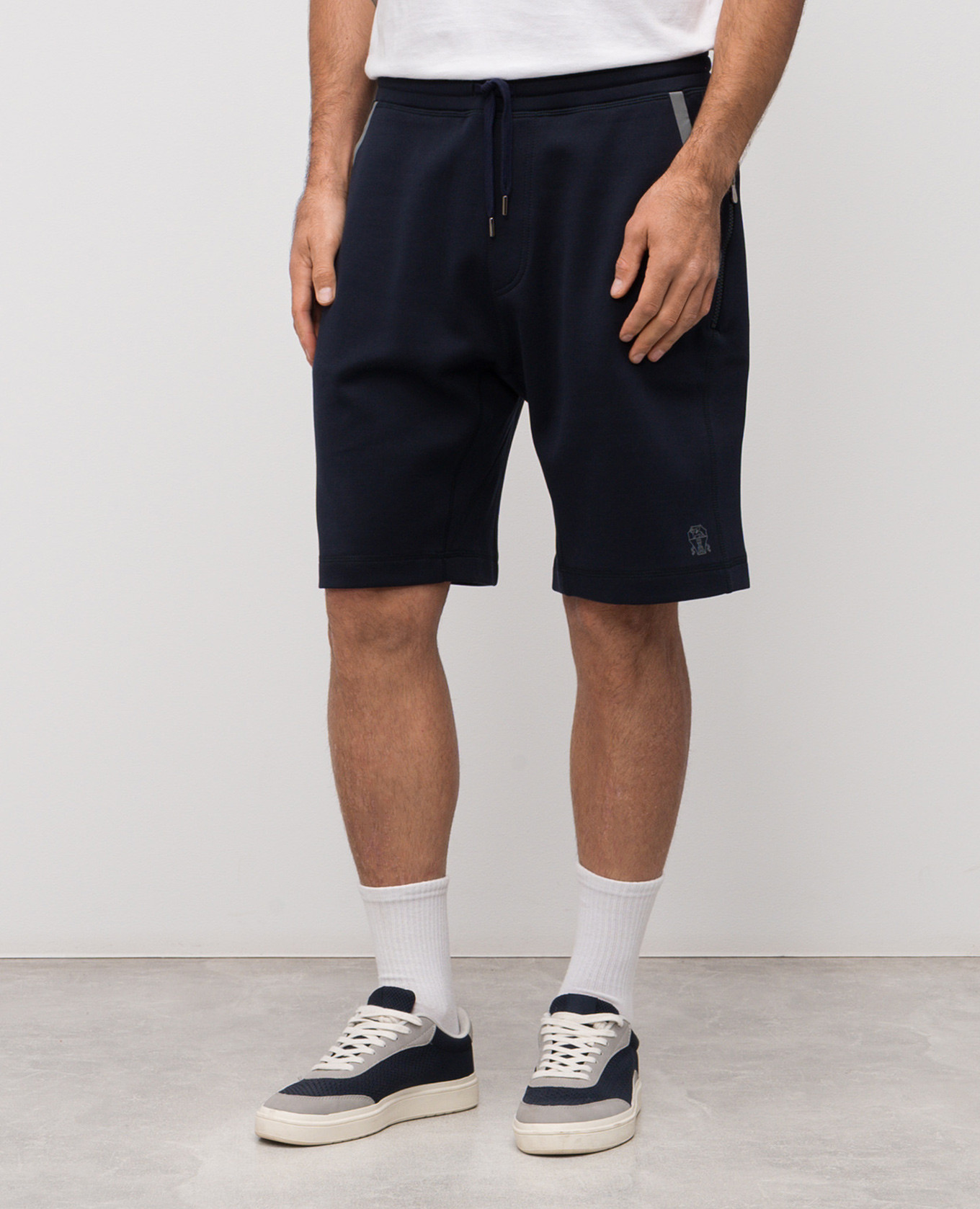 

Blue shorts with logo print Brunello Cucinelli