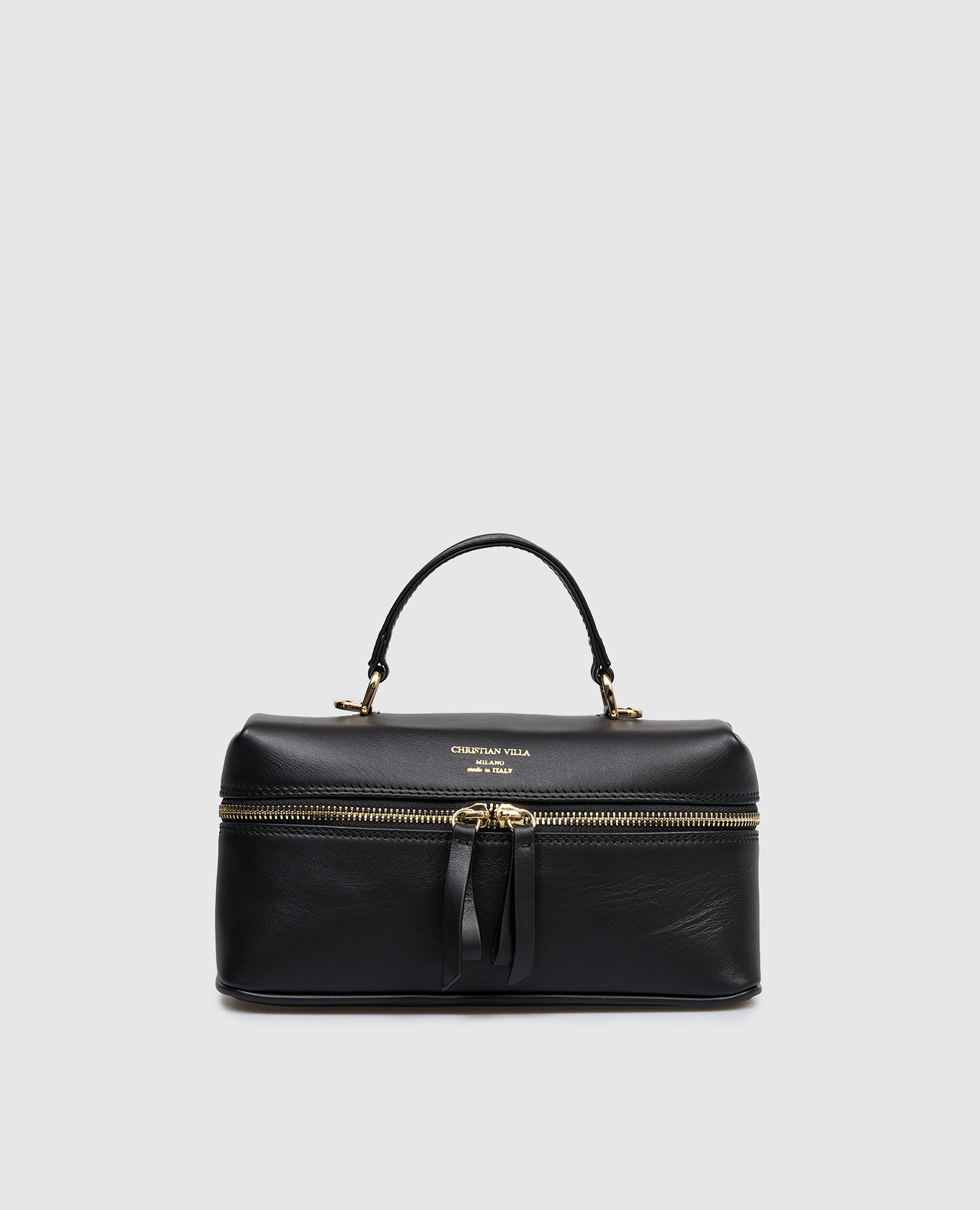 

Black leather bag with logo print Christian Villa