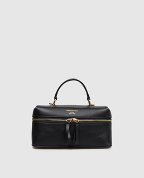 Christian Villa Black leather bag with logo print 06301