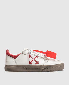 Off-White Ivory Vulcanized leather sneakers with a vintage effect OF06386609