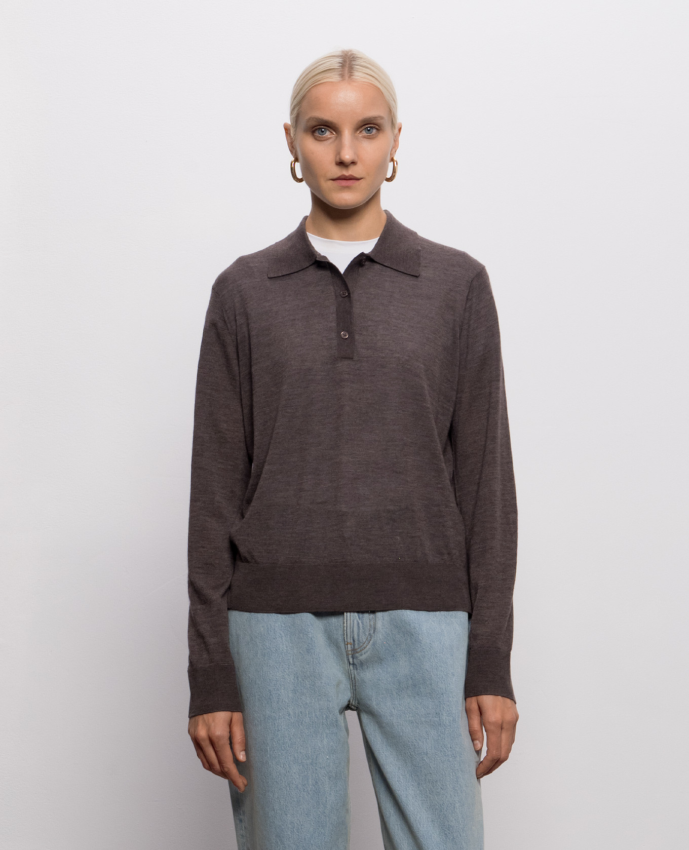 MILES brown cashmere polo shirt Loulou de Saison 3