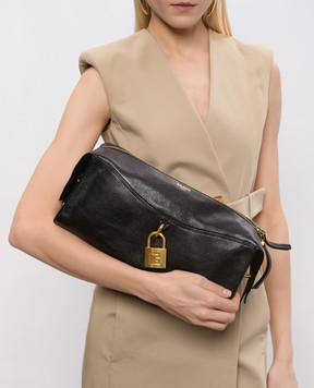 Balmain Black leather bag with lock GN1HH038LOLP