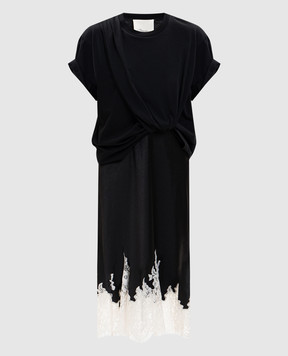 3.1 Phillip Lim Black double-layered dress with lace S23190010COJ