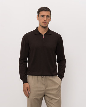 Kiton Brown cashmere and silk polo shirt UMKX05Z