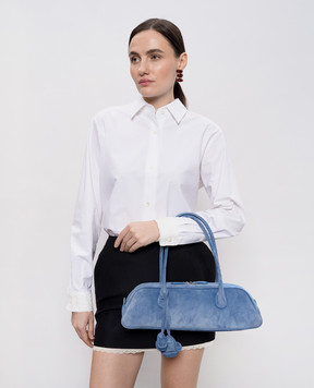 Magda Butrym Brigitte blue suede bag BRIGITTETRAPEZES902426
