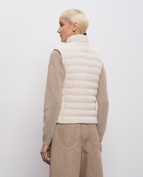 Brunello Cucinelli Beige down vest with sequins M0DVT7776