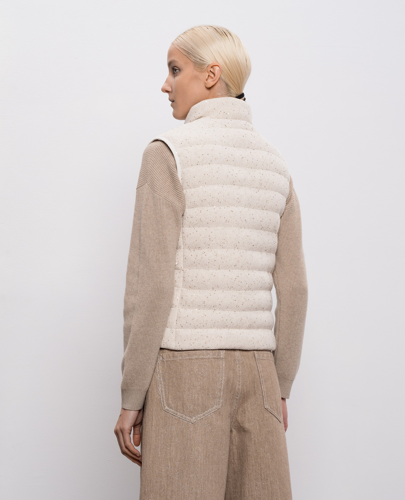Beige down vest with sequins Brunello Cucinelli 3