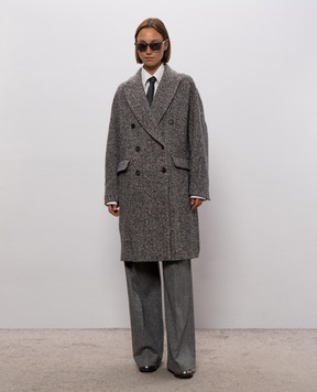 Brunello Cucinelli Gray double-breasted coat with wool MG5709954
