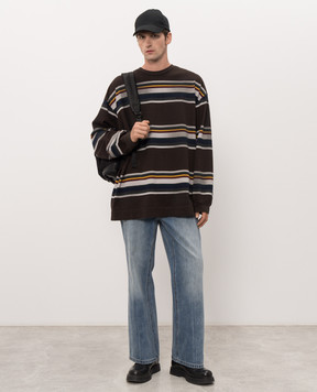 Juun.j Brown striped long sleeve shirt JC6841P02D