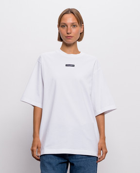 Dolce&Gabbana White T-shirt with logo patch F8V78THU7MA