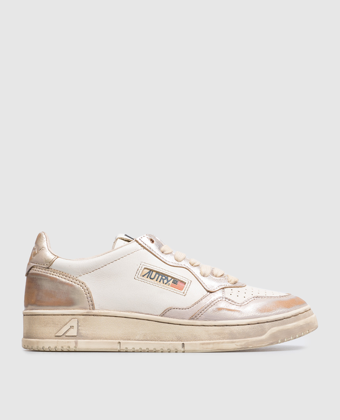 Medalist Super Vintage Ivory Leather Sneakers AUTRY