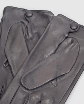 Sermoneta Gloves Gray leather gloves with chain AN07FCATENACH