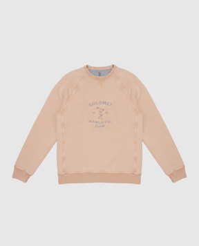 Brunello Cucinelli Children's beige sweatshirt with embroidery BM862E513C
