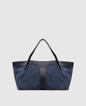 Twinset Blue suede tote bag with logo embossing 261TB7101