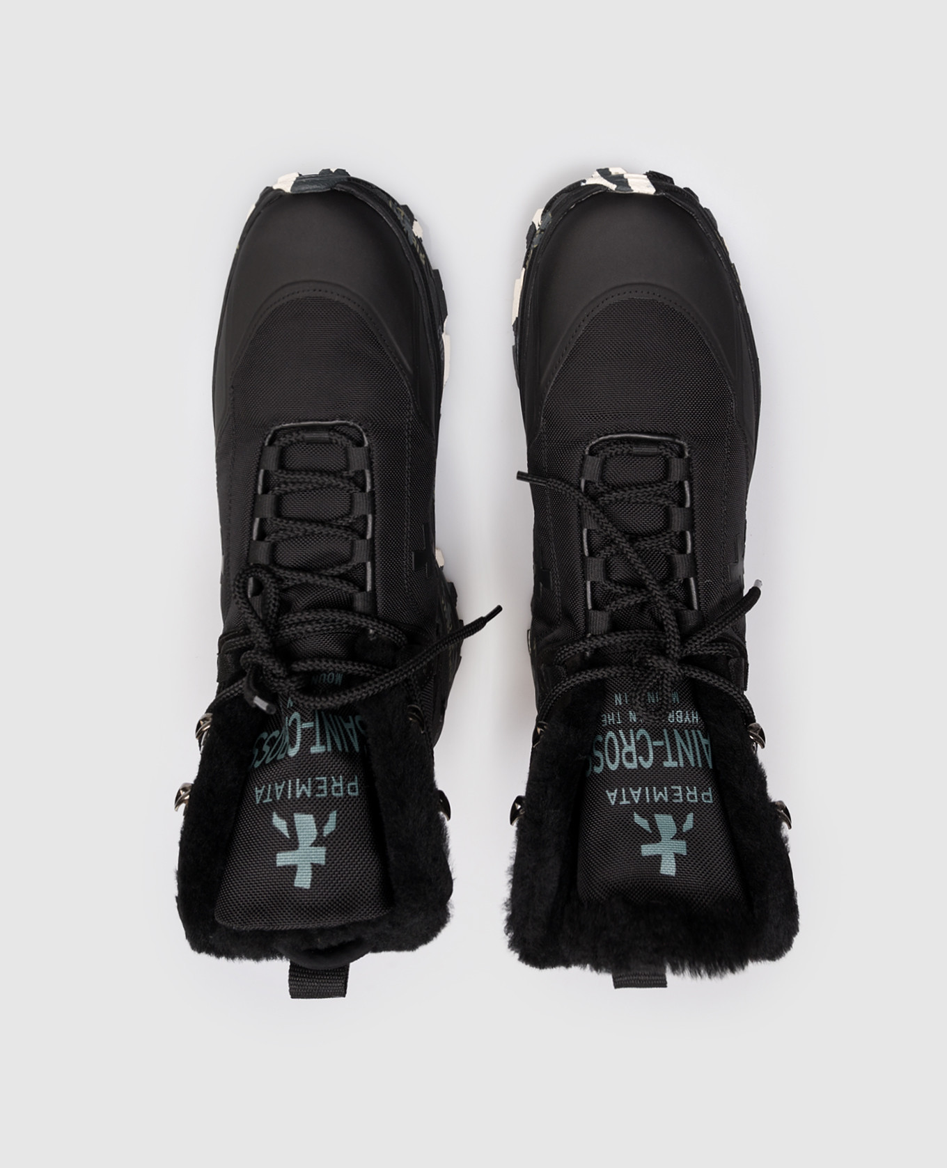 

Black SAINTCROSS combination boots with fur Premiata