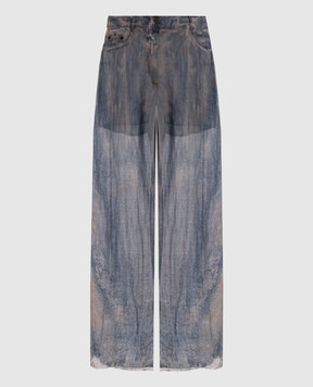 Masnada Blue printed framed pants 8053