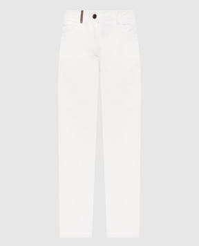 Peserico White corduroy pants with logo P04977T303277