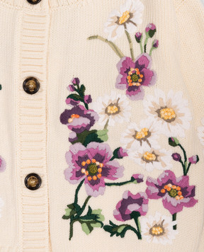 Dolce&Gabbana Children's beige cardigan with wool in floral embroidery L5KWMFJGMB76